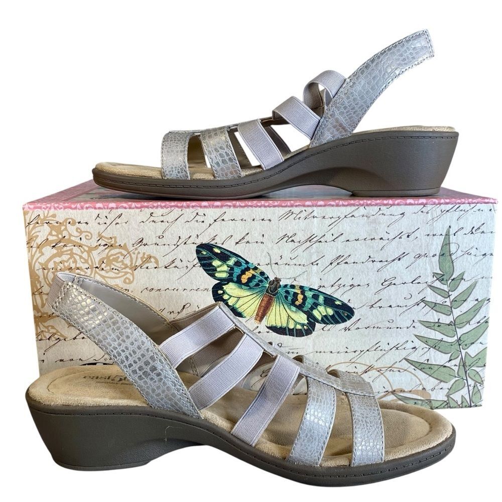East Fifth Wedge Heel Sandals Womens Size 8 Strappy Stretch to Fit Design